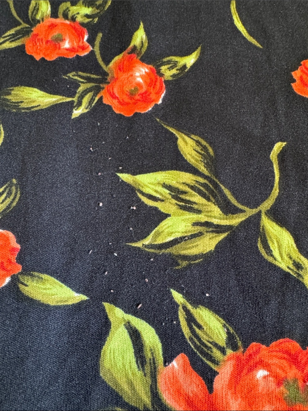 Vintage Spiegel 1970s Black Button-Down Shirt with Red Floral Print - Picture 5 of 7